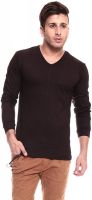 Izinc Solid Men's V-neck Brown T-Shirt