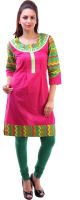 Krishnam Printed Women's Straight Kurta(Pink)