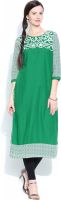 Kurtis By Menika Casual Embroidered Women's Kurti(Green)