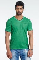 Masculino Latino Printed Men's V-neck Green T-Shirt