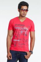 Masculino Latino Printed Men's V-neck Red T-Shirt