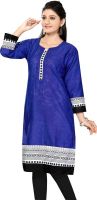 Meher Impex Casual Self Design, Solid, Printed Women's Kurti(Blue, White)