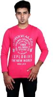 Moonwalker Printed Men's Round Neck Pink T-Shirt