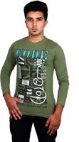 Moonwalker Printed Men's Round Neck Green T-Shirt