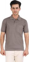 Moonwalker Solid Men's Polo Neck Grey T-Shirt