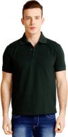 Nimya Solid Men's Polo Neck Dark Green T-Shirt