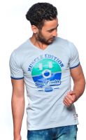Nucode Graphic Print Men's V-neck Light Blue T-Shirt