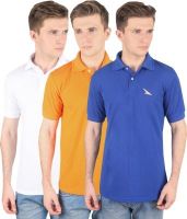 PRO Lapes Solid Men's Polo Neck Multicolor T-Shirt(Pack of 3)