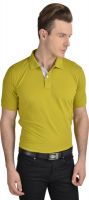 Pacific Time Solid Men's Polo Neck Green T-Shirt