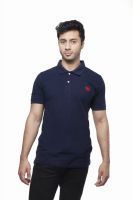 Peerage Solid Men's Polo Neck Blue T-Shirt
