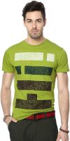 People Printed Men's Round Neck Green T-Shirt