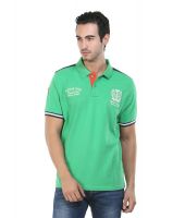 Platinum League Green Cotton Half Sleeves Polo T-Shirt