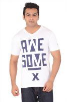 Radbone Printed Men's V-neck White T-Shirt