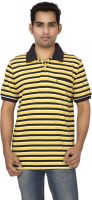 Red Line Striped Men's Polo Neck Multicolor T-Shirt
