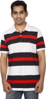 Red Line Striped Men's Polo Neck Multicolor T-Shirt