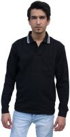Romano Solid Men's Polo Neck Black T-Shirt