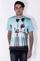 Sera Printed Men's Round Neck Light Blue T-Shirt