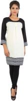 Sir N Maam Casual Solid Women's Kurti(White, Black)