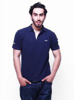 Skatti Solid Men's Polo Neck Dark Blue T-Shirt