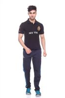 Sport Sun Self Design Men's Polo Neck Black T-Shirt