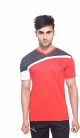 Sport Sun Self Design Men's V-neck Red T-Shirt