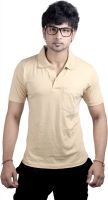 Spur Solid Men's Polo Neck Beige T-Shirt