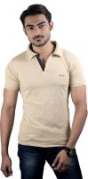 Spur Solid Men's Polo Neck Beige T-Shirt