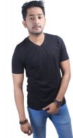 Spur Solid Men's V-neck Black T-Shirt