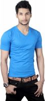 Spur Solid Men's V-neck Blue T-Shirt