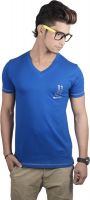 Spur Solid Men's V-neck Dark Blue T-Shirt