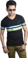 Spur Striped Men's V-neck Black T-Shirt