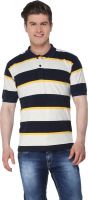 The Cotton Company Striped Men's Polo Neck Blue, Yellow T-Shirt