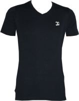 Tick Lish Solid Men's V-neck Dark Blue T-Shirt