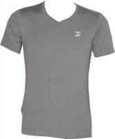Tick Lish Solid Men's V-neck Grey T-Shirt