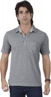 Valeta Solid Men's Polo Neck Grey T-Shirt
