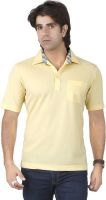Valeta Solid Men's Polo Neck Yellow T-Shirt