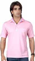 Valeta Solid Men's Polo Neck Pink T-Shirt