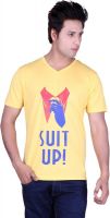 Vivid Bharti Graphic Print Men's V-neck Yellow T-Shirt