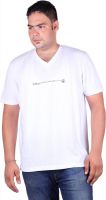 Vivid Bharti Printed Men's V-neck White T-Shirt