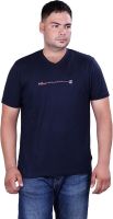 Vivid Bharti Printed Men's V-neck Dark Blue T-Shirt