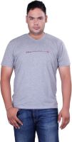 Vivid Bharti Printed Men's V-neck Grey T-Shirt