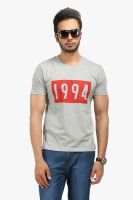 Wear Your Mind Printed Men's V-neck Grey T-Shirt