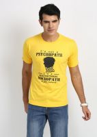 Weardo Printed Men's Round Neck Yellow T-Shirt