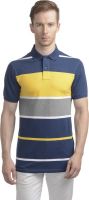 WRIG Striped Men's Polo Neck Yellow T-Shirt
