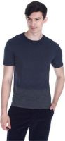 Zobello Solid Men's Round Neck Dark Blue T-Shirt