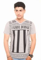 Zwizdot Printed Men's V-neck Grey T-Shirt