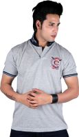 ALF Graphic Print, Solid Men's Polo Neck Grey T-Shirt