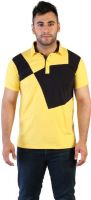 Acomharc Self Design Men's Polo Neck Blue T-Shirt