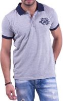 Cotton & Blends Solid Men's Polo Neck Grey T-Shirt