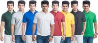 Eprilla Solid Men's Polo Neck Black, White, Blue, Maroon, Dark Green, Light Green, Yellow, Grey T-Shirt(Pack of 8)